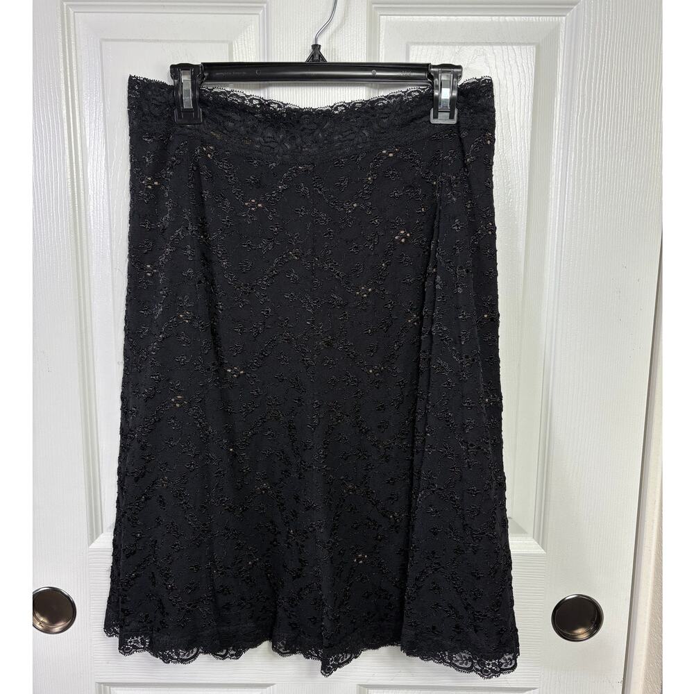 NWT Cabi Skirt Women's Large Black Lace Elastic Waist A-Line Knee Length